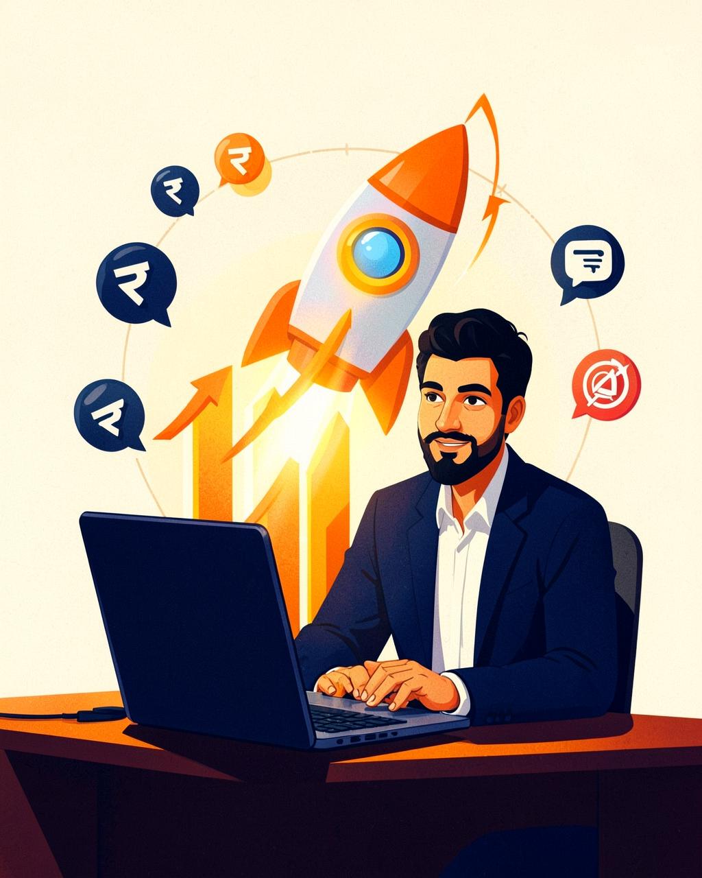 Indian marketer launching a first AI ad campaign with rising growth charts